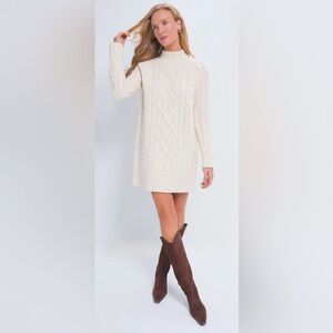 Hyacinth House Cream Whistler Chunky Cable Knit Sweater Dress Size M